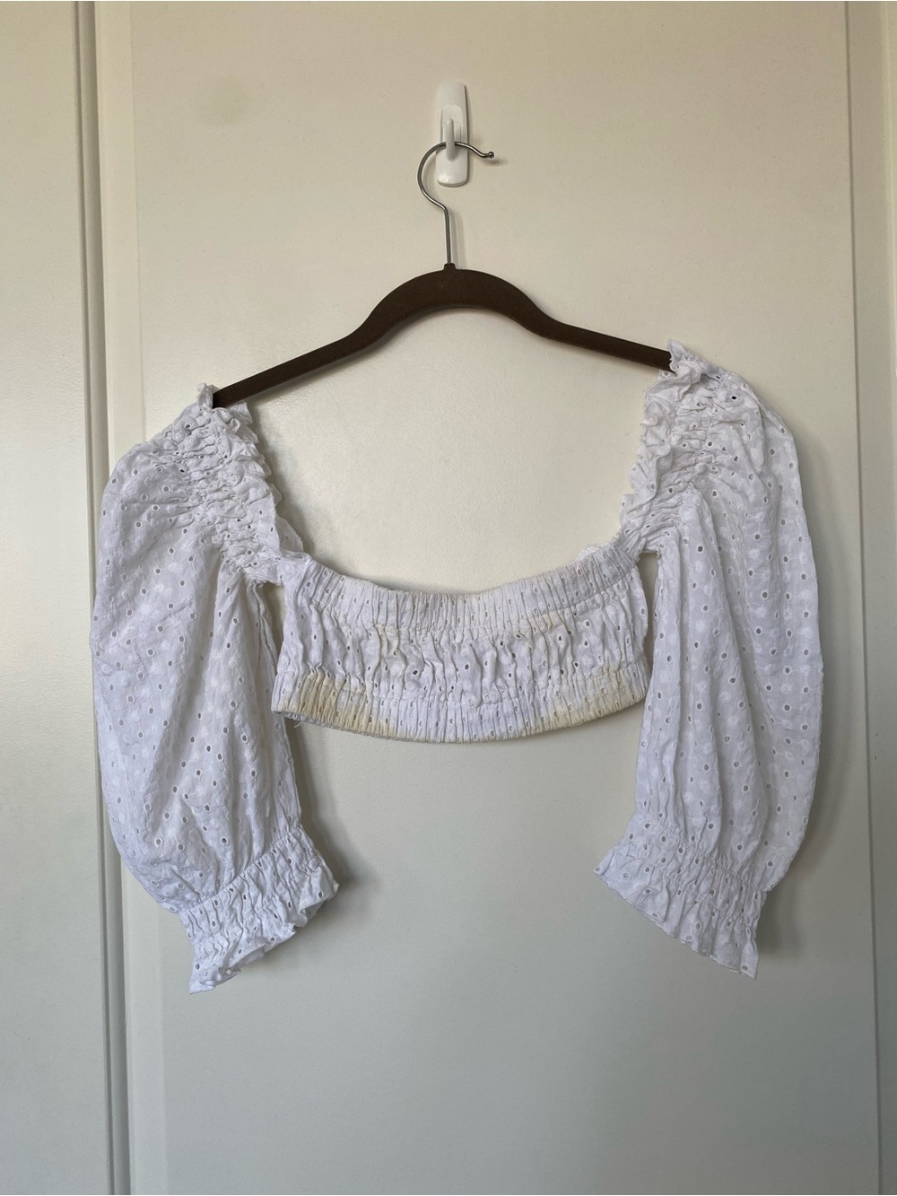 Are You Am I White Eyelet Crop Top XS